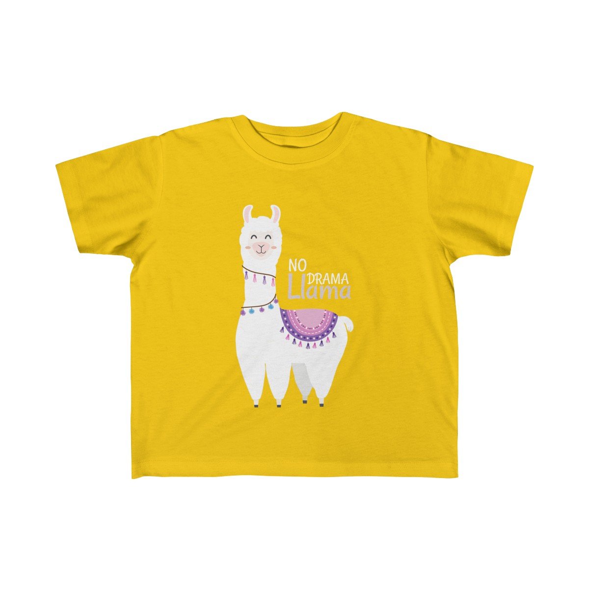 Toddler No Drama Llama Girls Tee featuring a playful llama design, made from soft cotton for comfort.