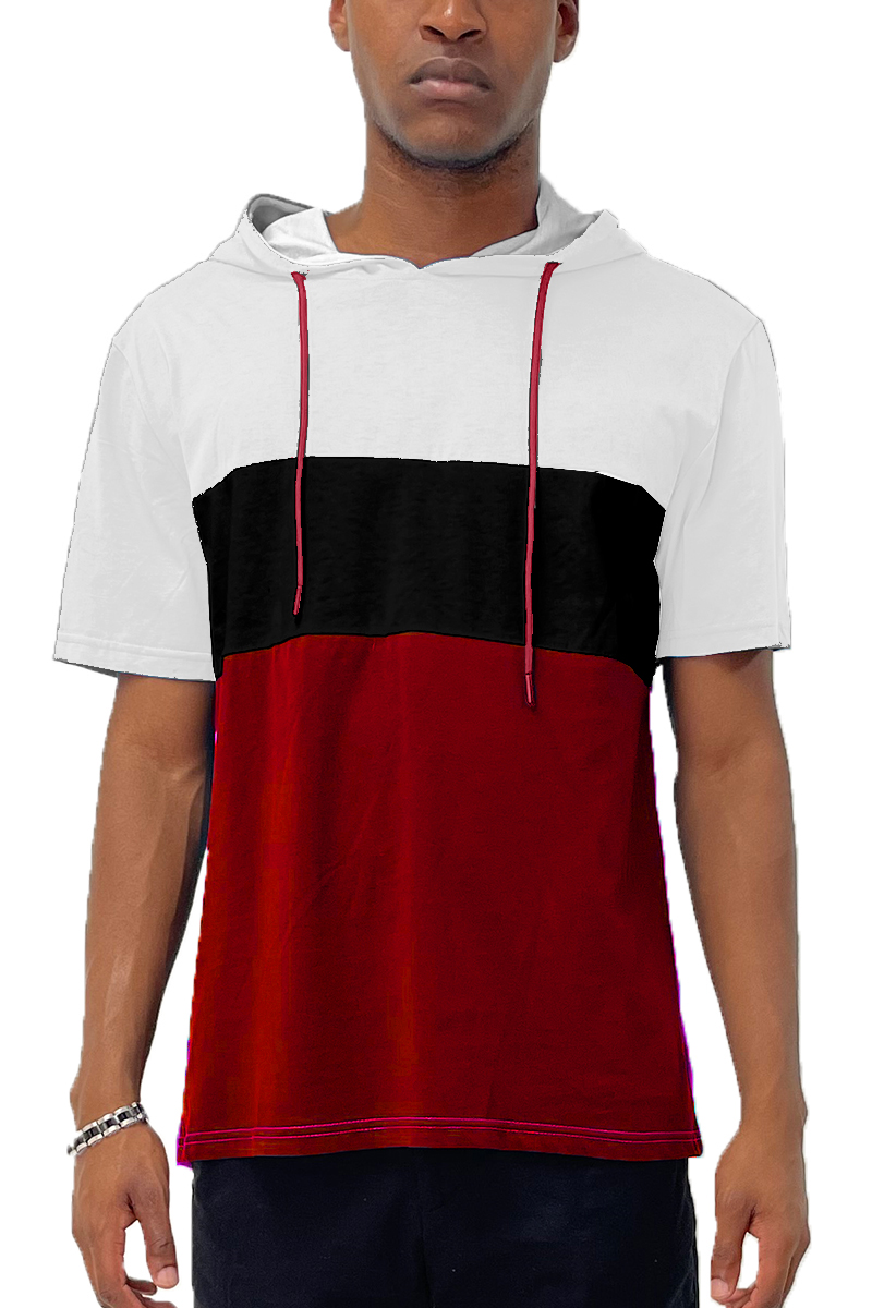 A stylish tri color block t-shirt made of 100% cotton, featuring a modern design with three distinct colors.