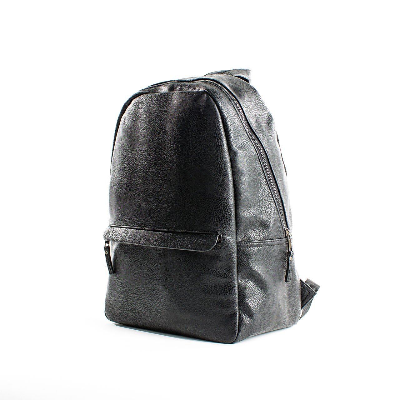 Tucker Vegan Leather Backpack featuring a sleek minimalist design, padded straps, and a soft laptop sleeve.