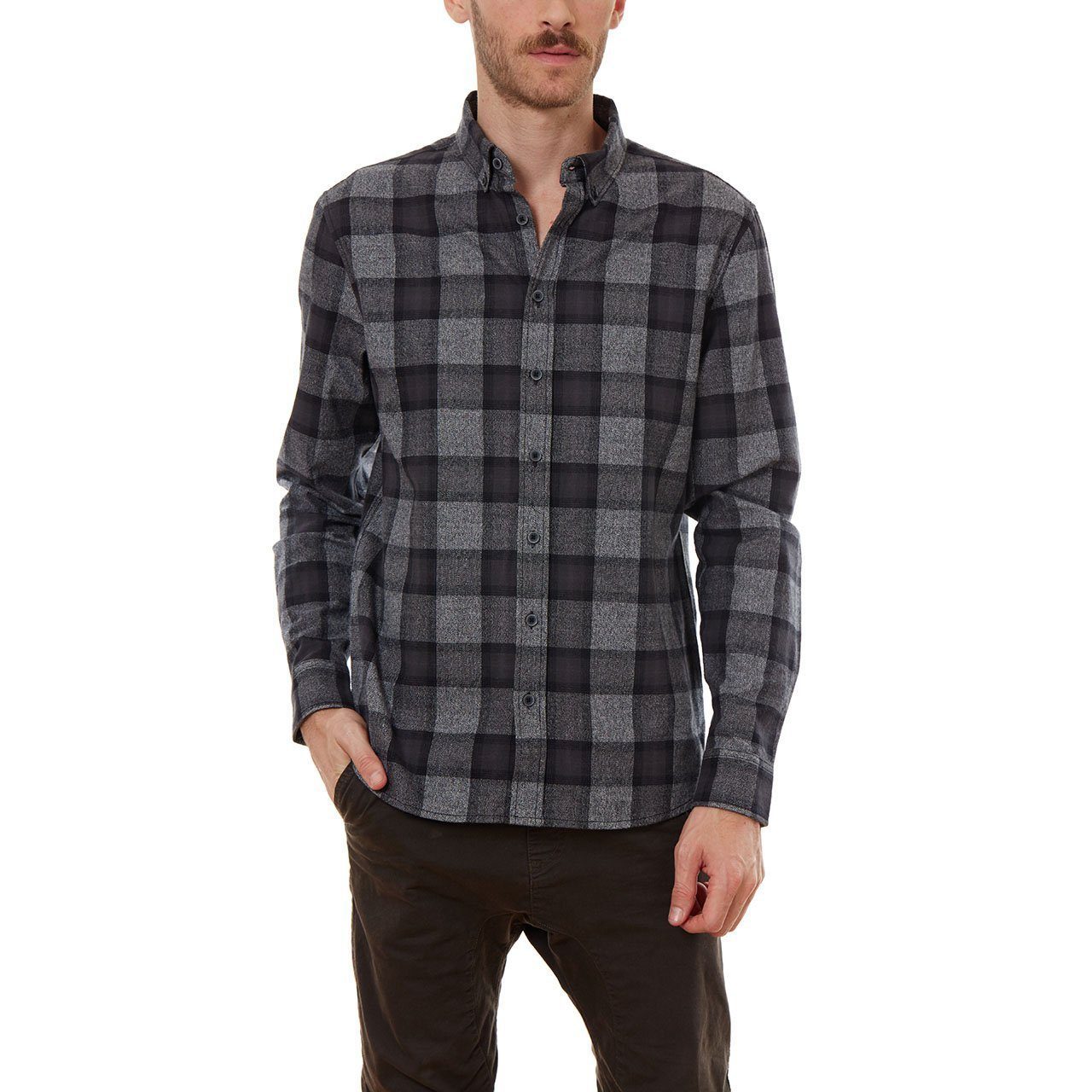 Tyson Shirt featuring a soft checkered design, long sleeves, and a patch pocket, perfect for casual outings.