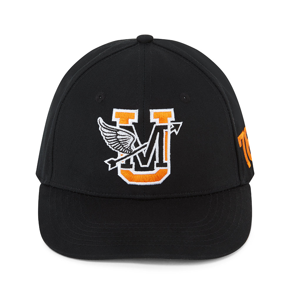 UM Flying Arrow Motif Snapback Baseball Cap featuring 3D embroidery and adjustable snapback closure, designed for a sporty look.