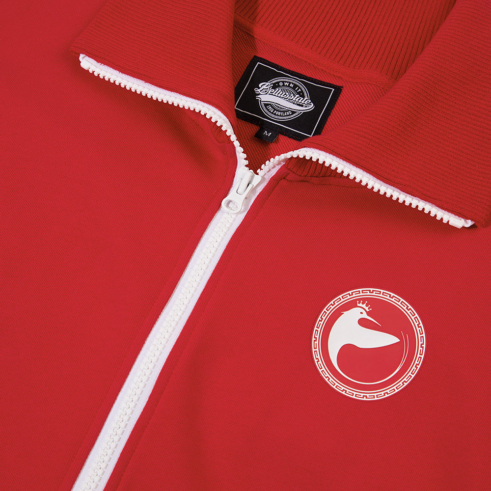 Unisex sweatshirt featuring the God Bird logo on the left chest, with a ribbed collar and full front zipper.