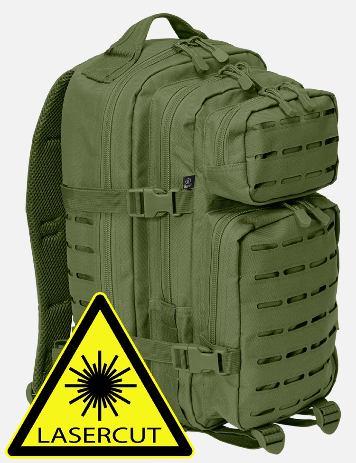 US Cooper Lasercut Medium backpack featuring a lasercut MOLLE system, padded shoulder straps, and adjustable waist strap in a tactical design.