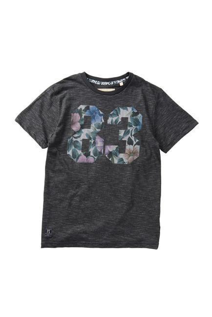 Varsity Floral Number Tee featuring a floral number print on a soft heather fabric, perfect for casual wear.