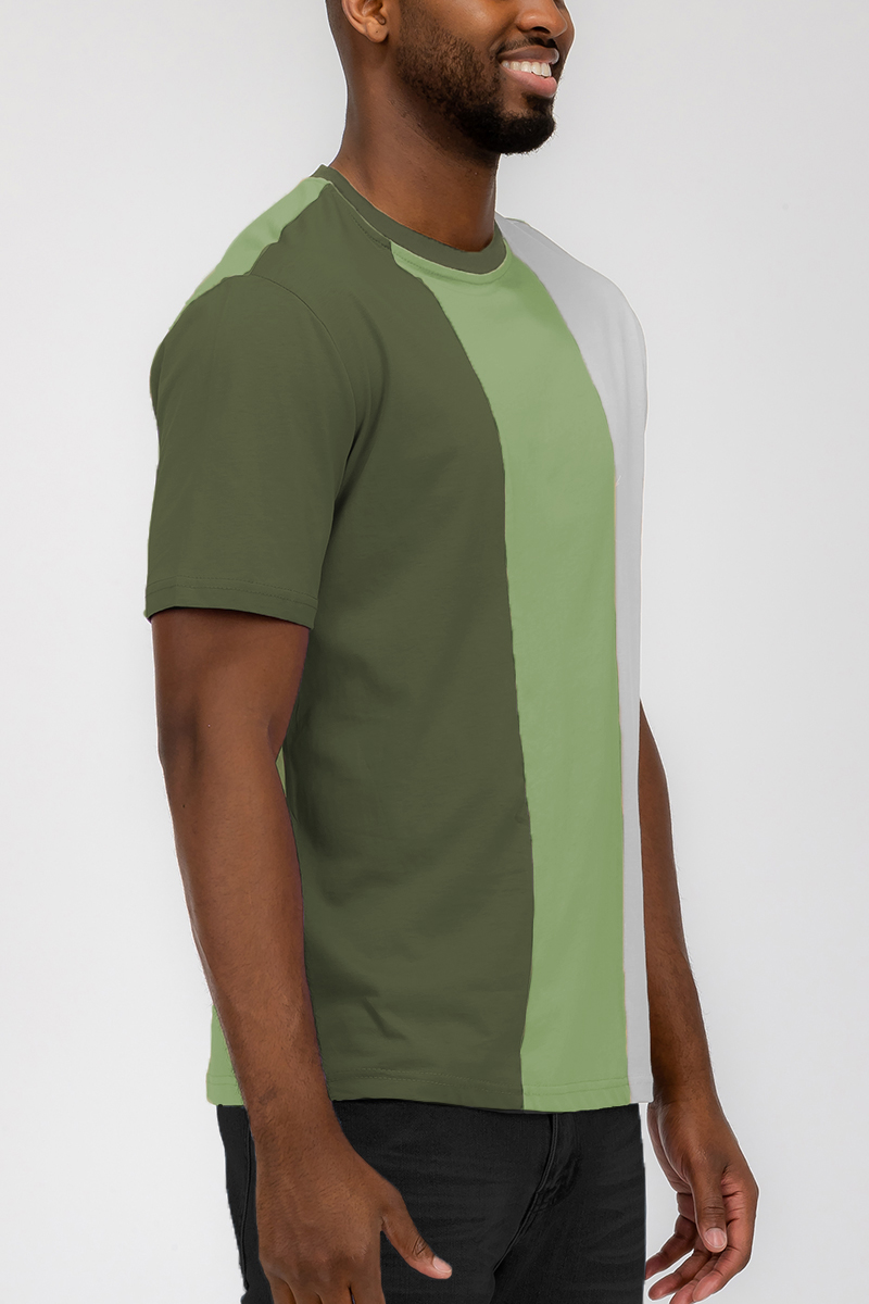 A stylish Vertical Color Block T-shirt featuring a modern design with vibrant colors, made from soft cotton for comfort.