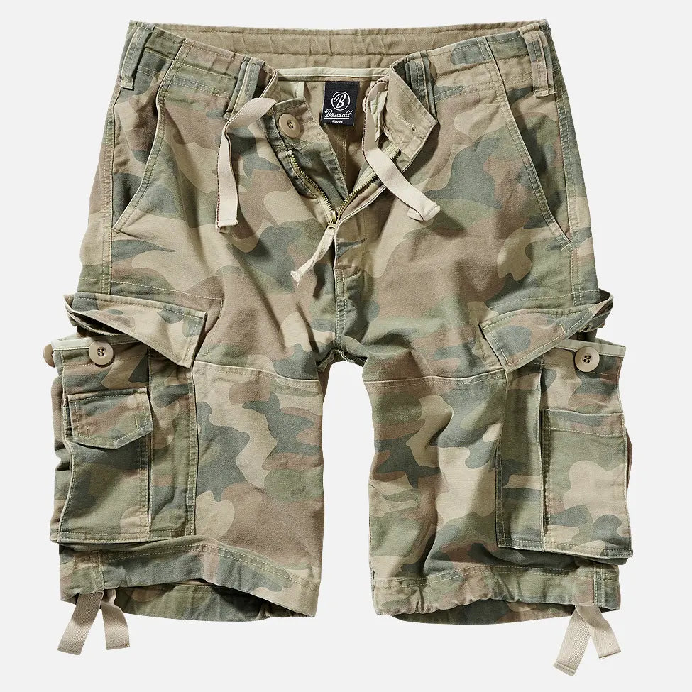 A pair of Vintage Classic Shorts made from heavy cotton, featuring a classic cargo cut, drawstring waist, and two slanted insertion pockets.