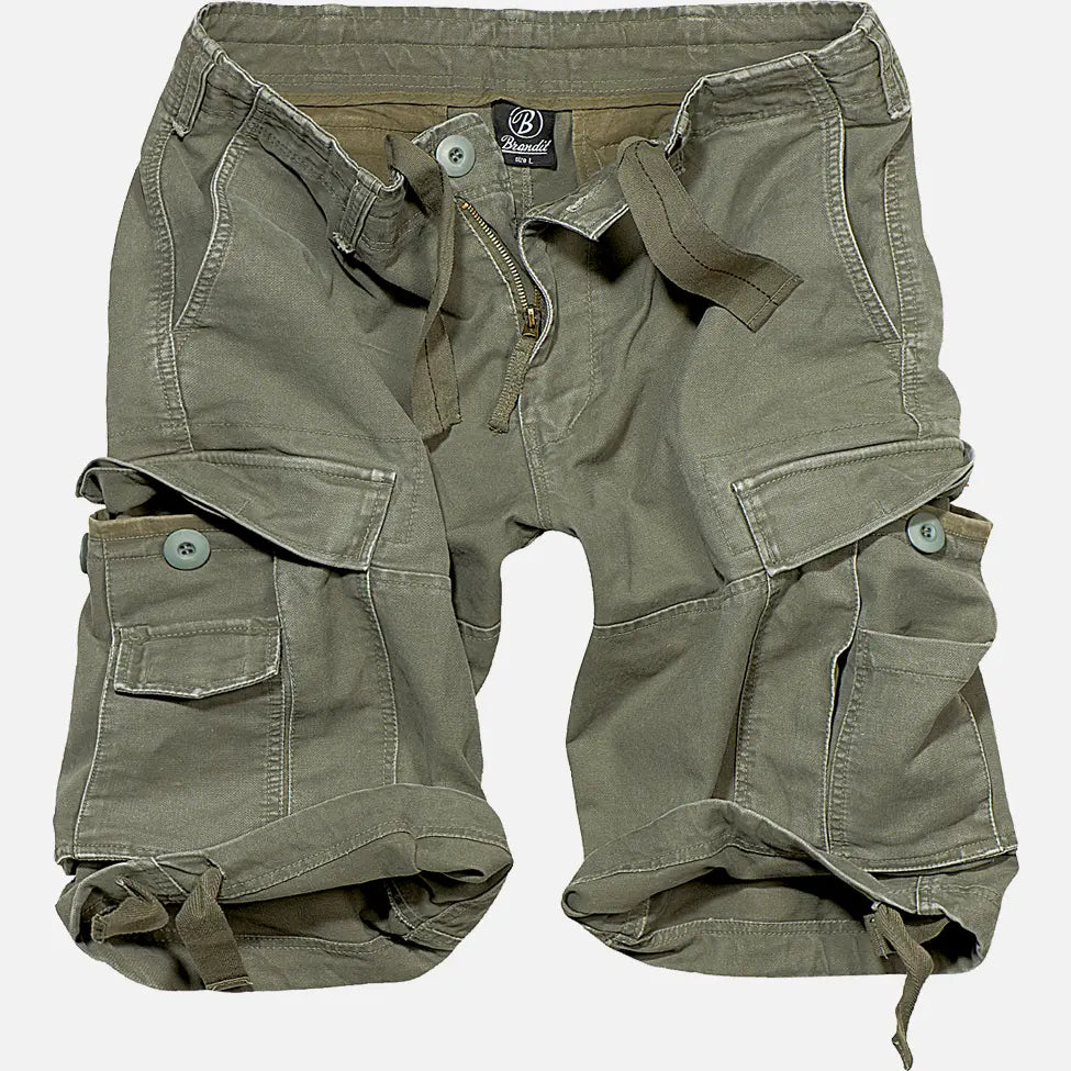 A pair of Vintage Classic Shorts made from heavy cotton, featuring a classic cargo cut, drawstring waist, and two slanted insertion pockets.