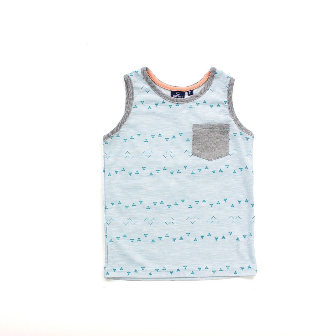 William Tank Toddler in Aqua Haze, featuring a fun printed design for active boys.