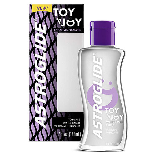 Astroglide Toy Joy 148ml water-based lubricant bottle with a sleek design, perfect for enhancing intimate experiences with toys.