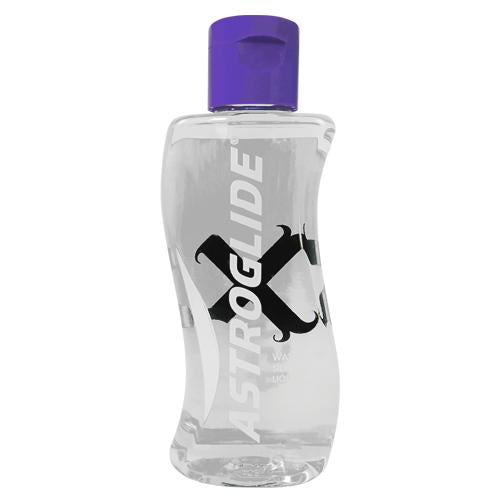 Astroglide X Premium Silicone lubricant bottle, 5fl.oz / 148 ml, showcasing its sleek design and high-quality silicone-based formula.