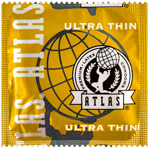 Atlas Ultra Thin condoms displayed in a sleek packaging, showcasing their ultra-thin design and silicone-based lubricant for enhanced comfort.