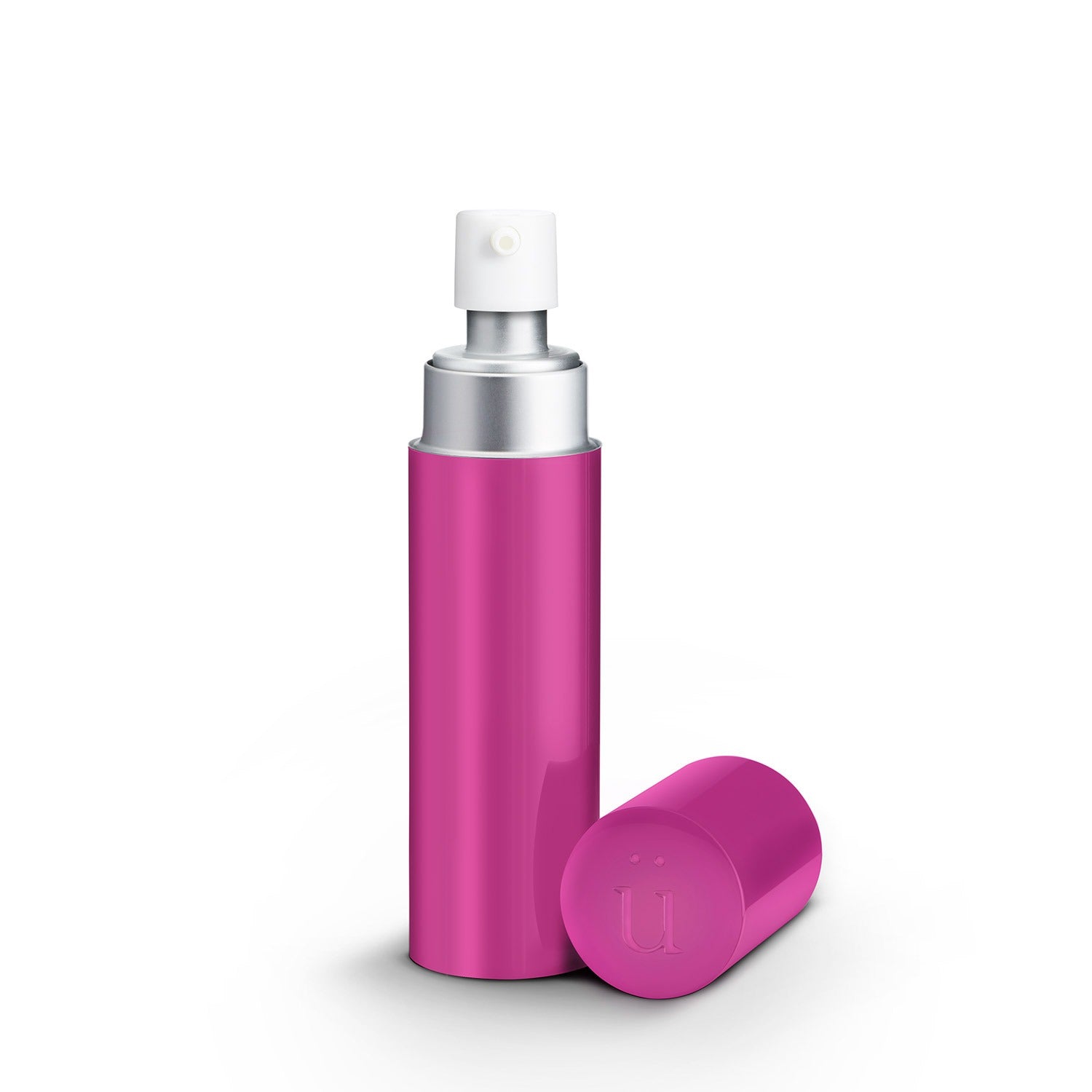 überlube Pink Refillable case with 15ml insert, elegantly designed for travel and discreet use.