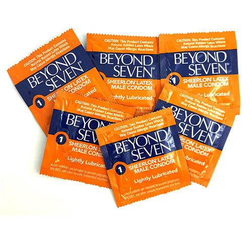 Beyond Seven Ultra Thin condoms in packaging, showcasing their sleek design and branding.