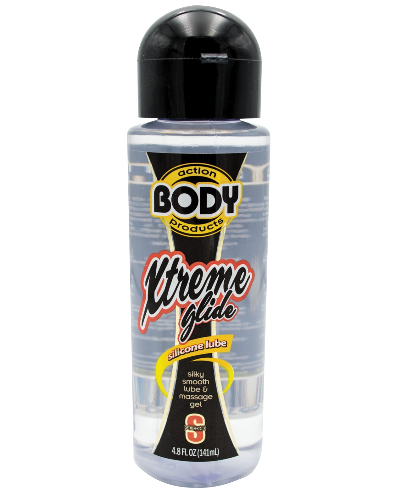 Body Action XTREME Silicone Glide Lubricant bottle with a sleek design, showcasing its luxurious silicone-based formula.