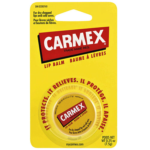 Carmex Lip Balm Jar 8.4ml with a rich formula for hydration and soothing dry lips, featuring menthol and cacao seed butter.