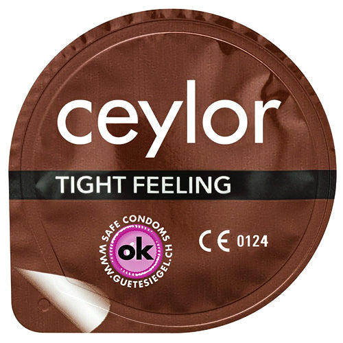 Circular Ceylor condom wrapper.