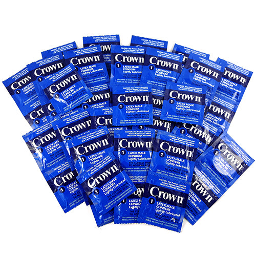 Crown Skinless Skin condoms in packaging, showcasing ultra-thin design and lubrication features.