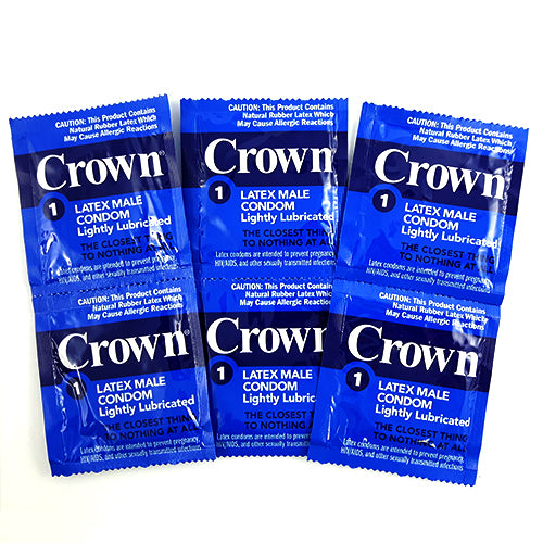 Crown Skinless Skin condoms in packaging, showcasing ultra-thin design and lubrication features.