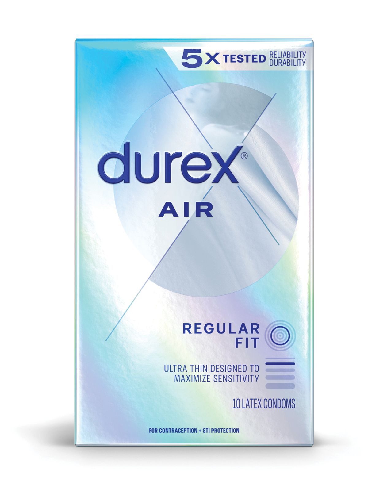 Durex Air Box 10 condoms, ultra-thin and lubricated, designed for maximum sensitivity and comfort.