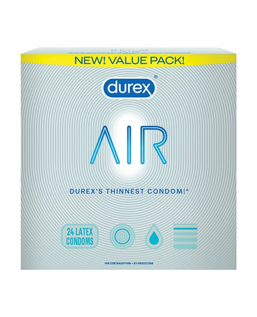 Durex Air Box 24 packaging featuring ultra-thin condoms designed for maximum sensitivity and comfort.