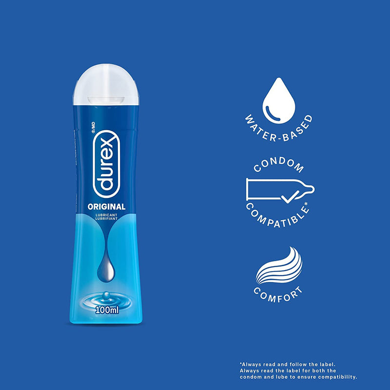 Durex Play Feel Original 50ml lubricant bottle with a sleek design, showcasing its water-based formula for sensual experiences.