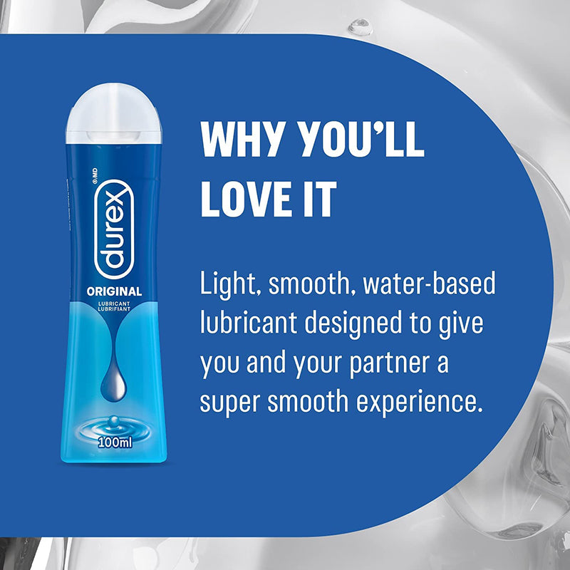 Durex Play Feel Original 50ml lubricant bottle with a sleek design, showcasing its water-based formula for sensual experiences.