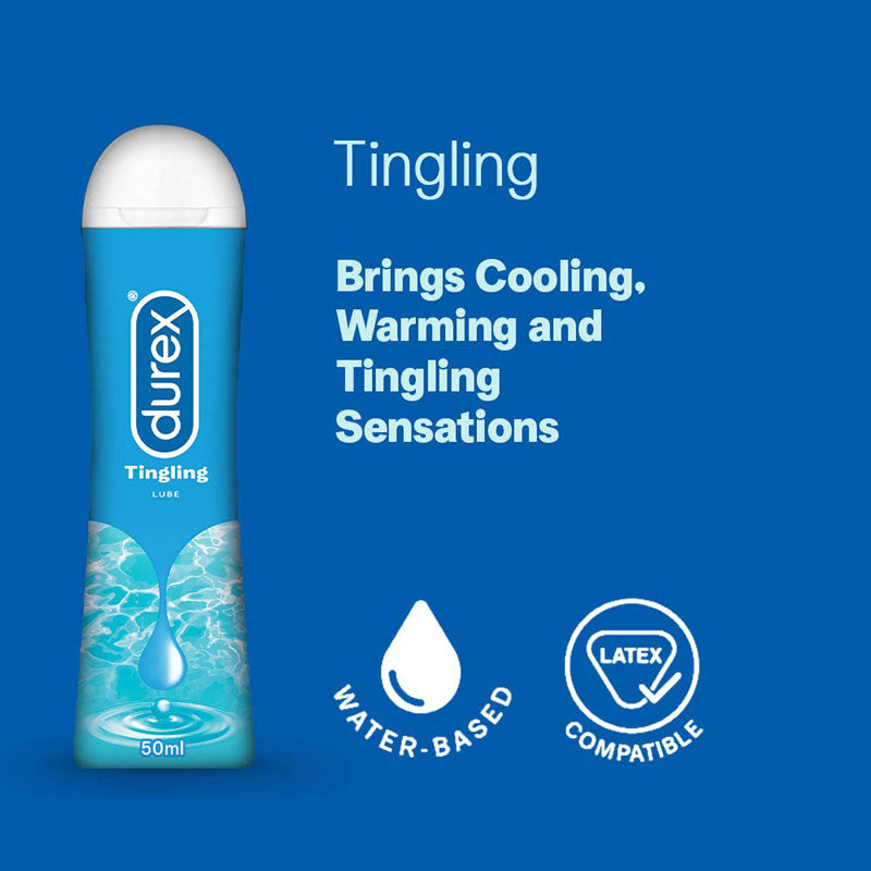 Durex Play Tingle 50ml pleasure gel bottle with a sleek design, showcasing its unique cooling and warming sensations.