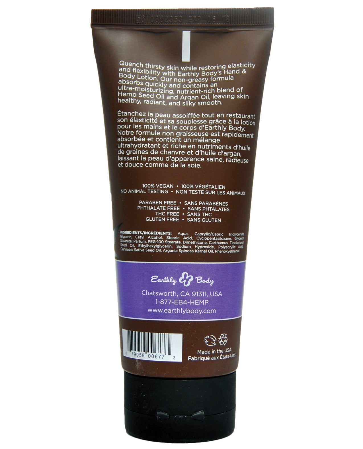 Earthly Body Hand & Body Lotion High Tide 7 fl oz bottle with a tropical design, showcasing its nourishing ingredients.