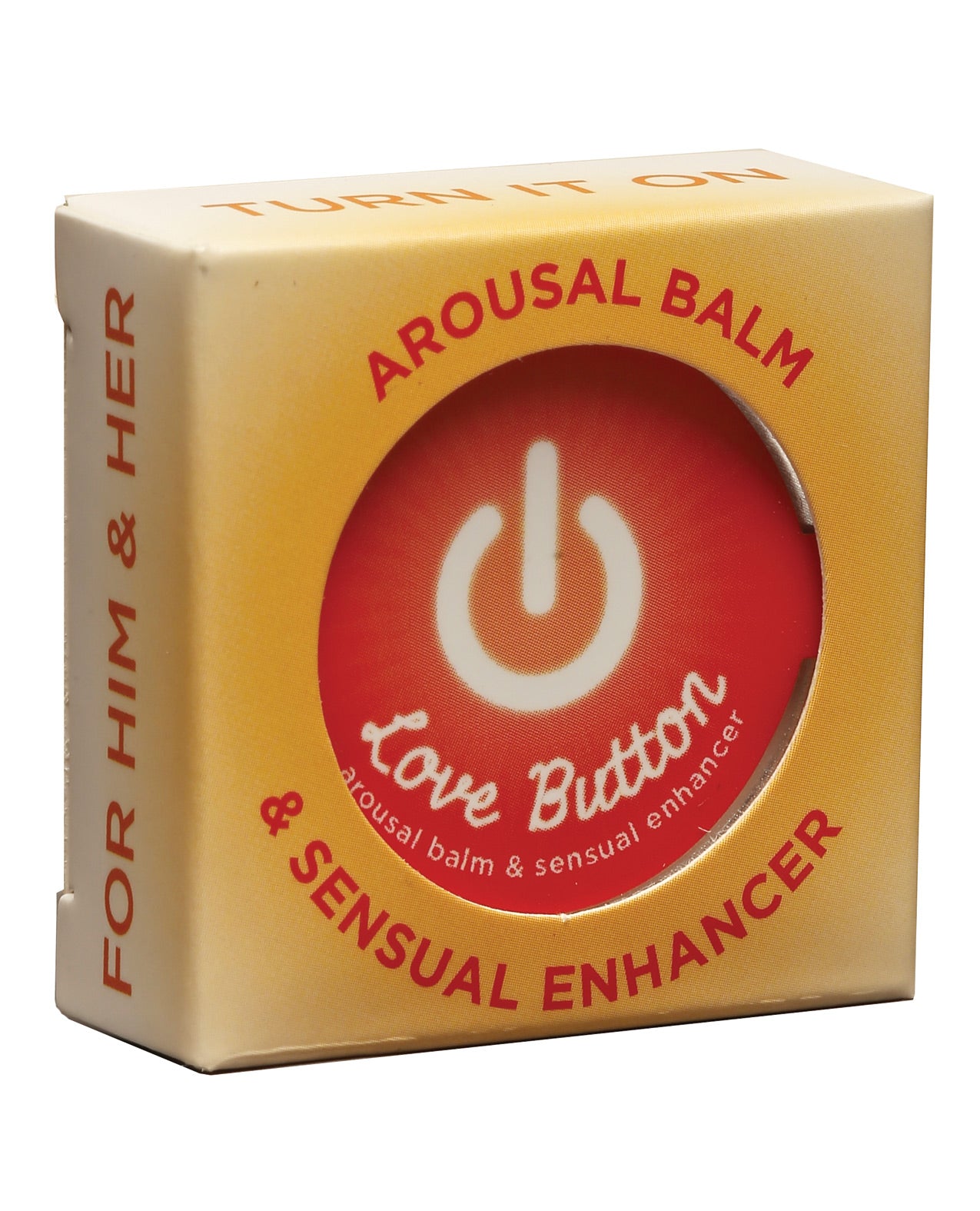 Earthly Body Love Button Arousal Balm in a sleek container, showcasing its natural ingredients and inviting texture.