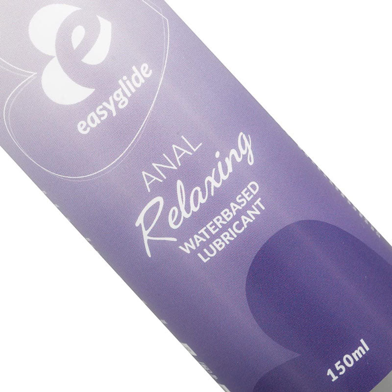 EasyGlide Anal Relaxing Water-Based Lube 150ml bottle with a sleek design, showcasing its cooling and tingling properties for enhanced anal pleasure.