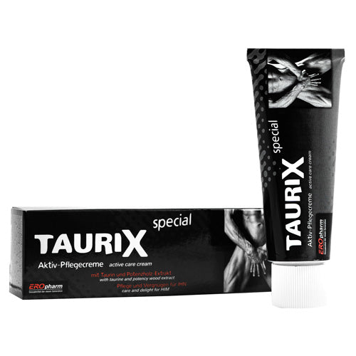 EROpharm Taurix Special 40ml genital cream for men, designed to enhance erection strength and sexual pleasure with active ingredients.