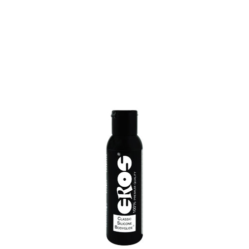 Bottle of EROS Classic Silicone Bodyglide lubricant with a sleek design, showcasing its premium quality and silicone-based formula.