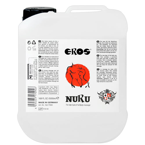 A 5000ml bottle of EROS Nuru Massage Gel, showcasing its sleek design and water-based formula for a smooth massage experience.