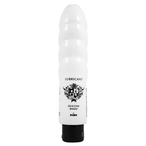 Bottle of EROS Silicone Based Fetish lubricant with a sleek design, showcasing its premium quality and long-lasting formula.