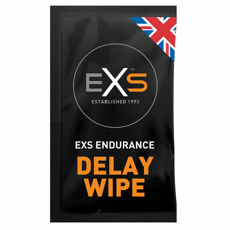 EXS Endurance Delay Wipes packaging showcasing the product designed for delaying ejaculation.