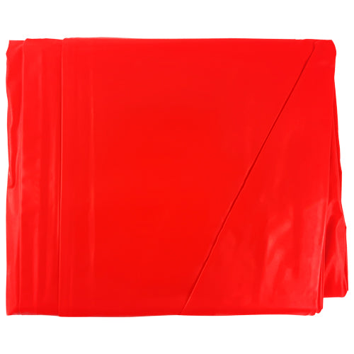 Fetish Collection Red Lack Sheet on a bed, showcasing its glossy and smooth surface, ideal for intimate play.