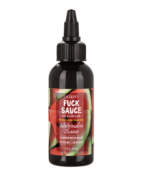 Fuck Sauce Watermelon Flavored Water Based Lubricant 2 fl oz bottle with a vibrant watermelon design.