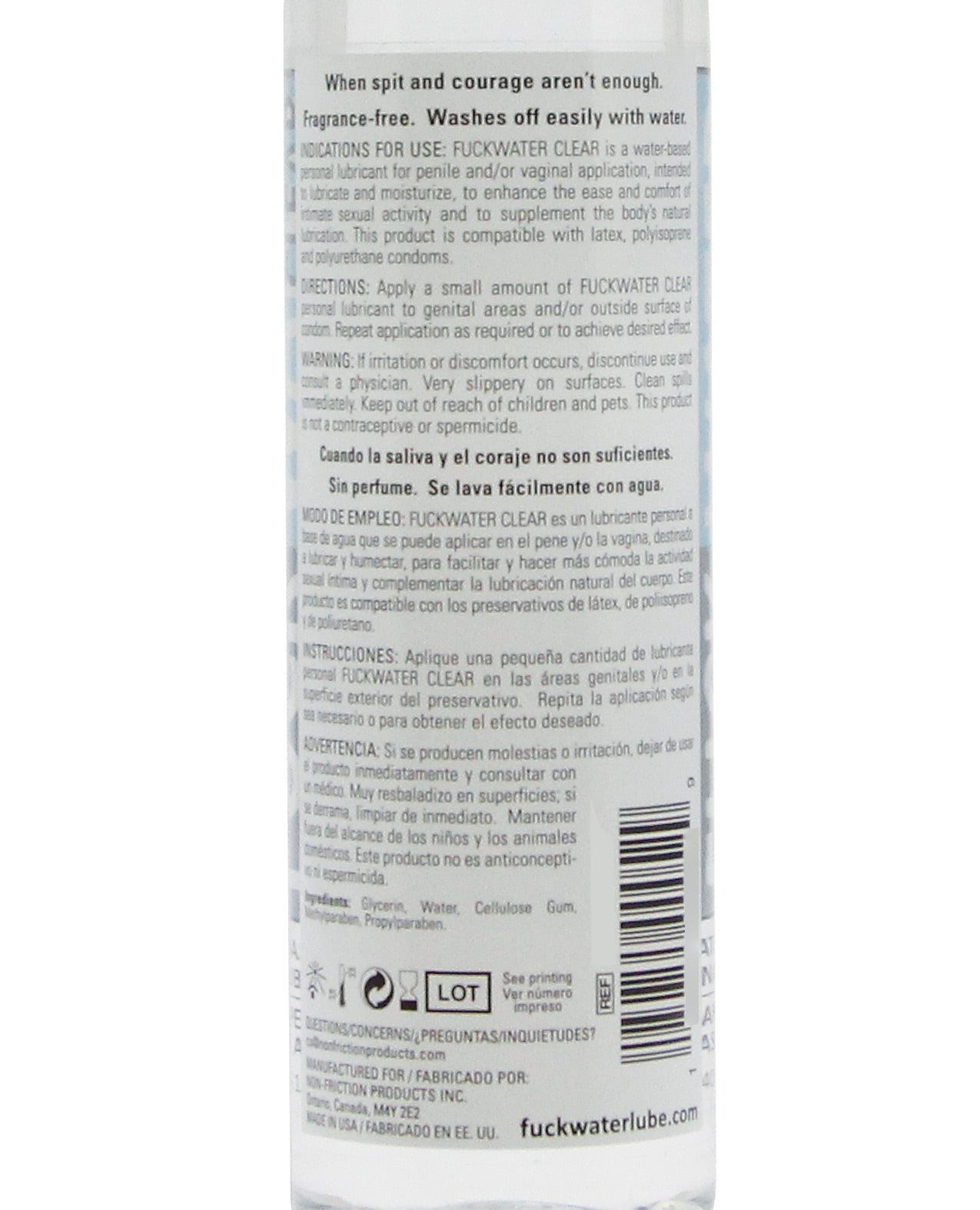 Bottle of Fuck Water Clear H2O water-based lubricant, designed for enhancing intimate experiences with a sleek and modern look.