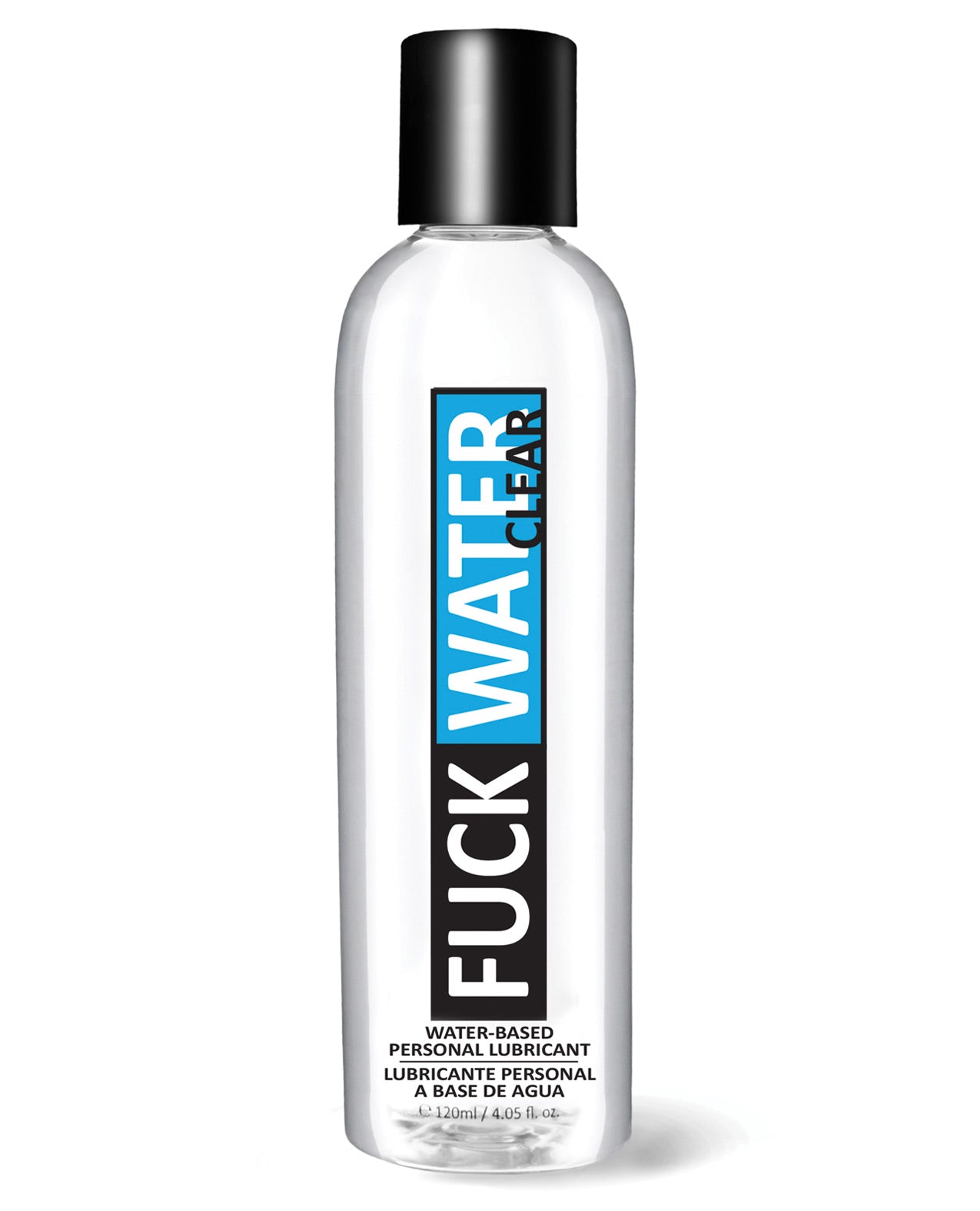 Bottle of Fuck Water Clear H2O water-based lubricant, designed for enhancing intimate experiences with a sleek and modern look.