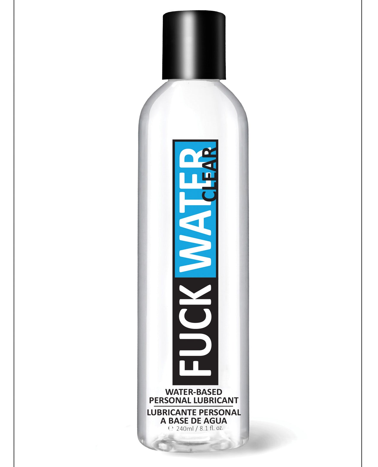 Bottle of Fuck Water Clear H2O water-based lubricant, designed for enhancing intimate experiences with a sleek and modern look.