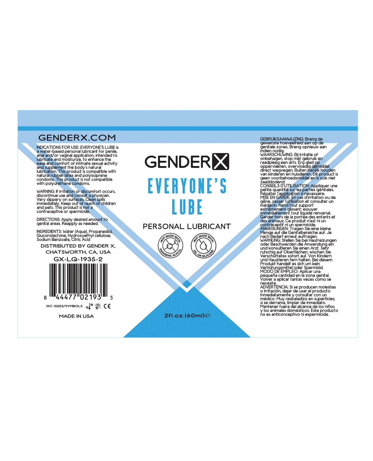 Gender X Everyone's Lube bottle with a sleek design, showcasing its water-based formula for enhanced intimacy.