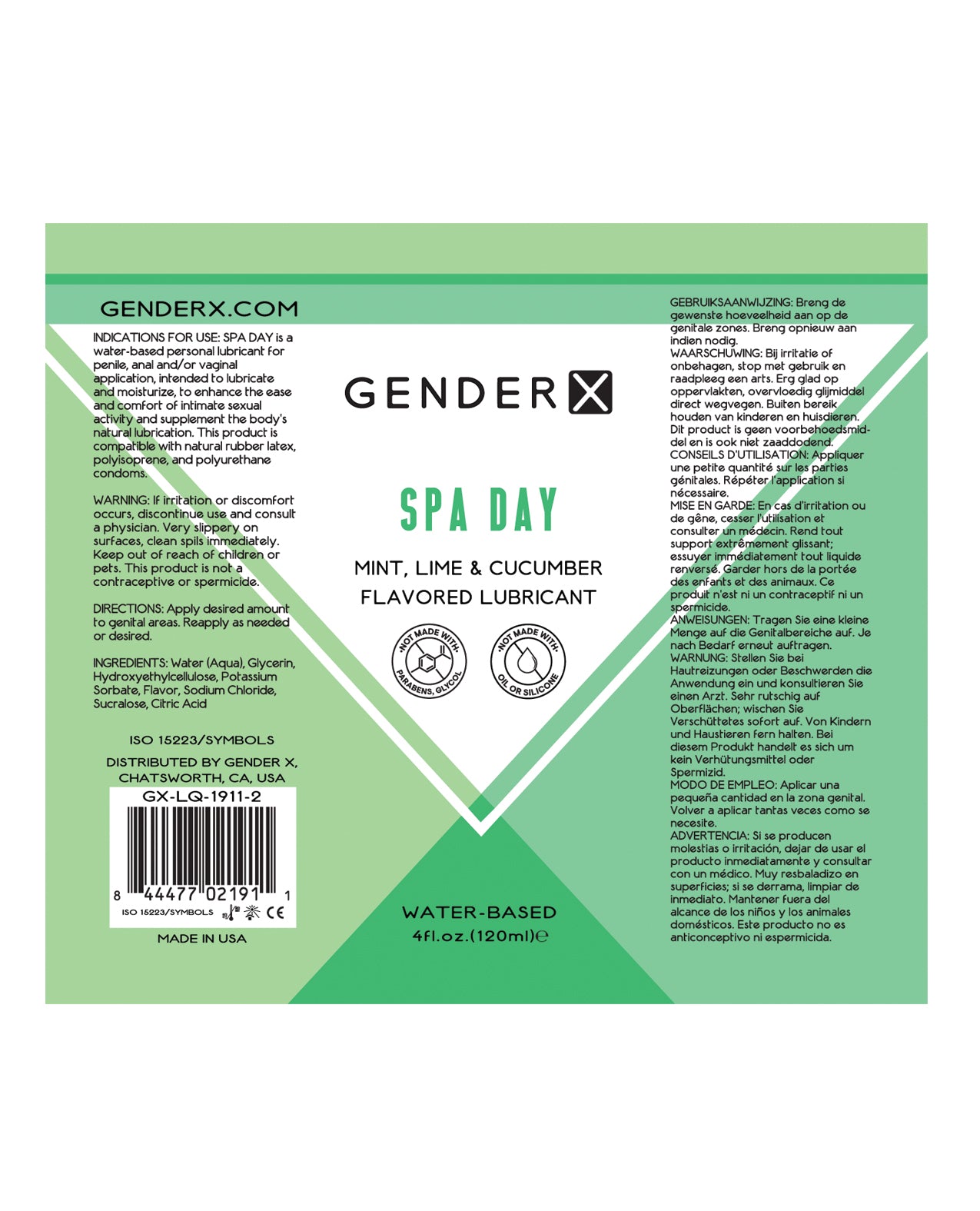 Gender X Flavored Lube Spa Day bottle with mint flavor, designed for enhancing intimate experiences.