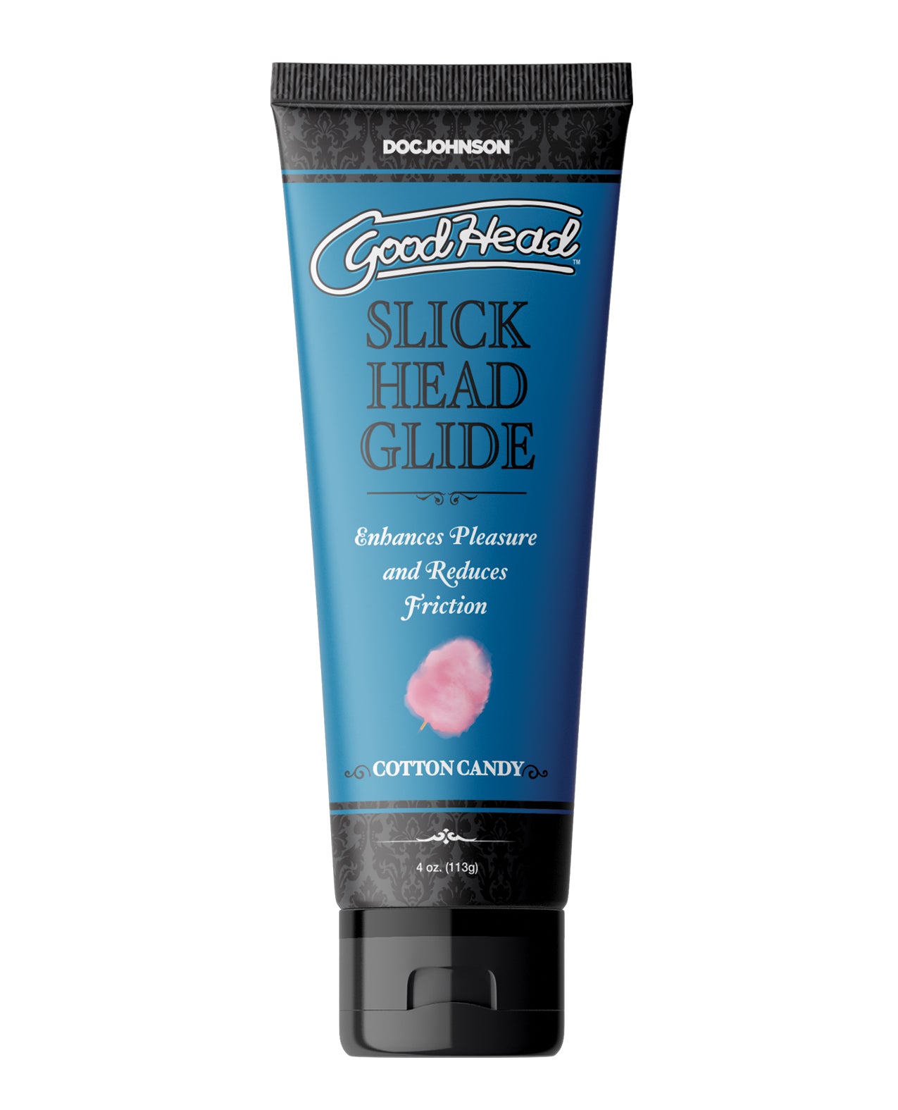 GoodHead Slick Head Glide Cotton Candy 4 fl oz bottle with a colorful label featuring cotton candy graphics.