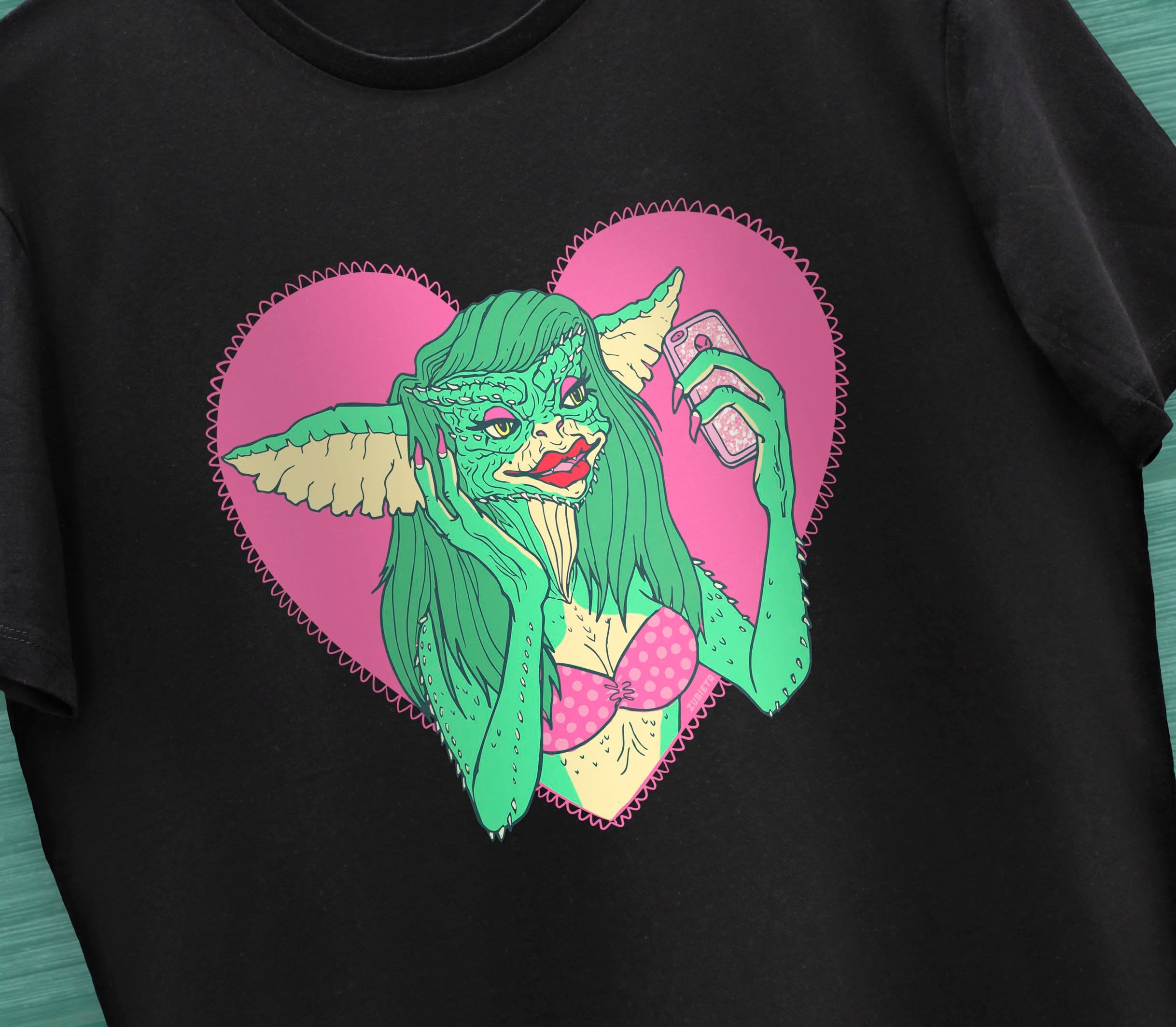 Greta the Gremlin t-shirt featuring a vibrant design inspired by the movie, made from 100% cotton with high-quality print.