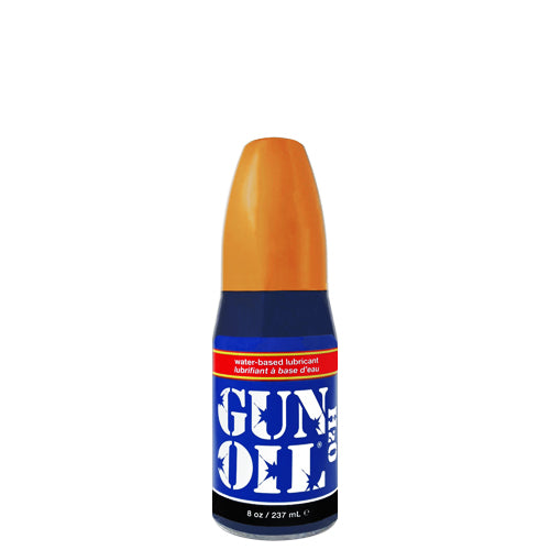 Gun Oil H2O water-based lubricant bottle with a sleek design, showcasing its premium quality and natural ingredients.