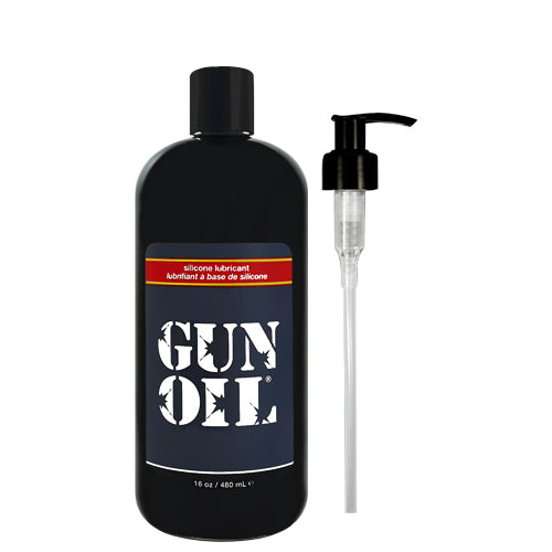 Gun Oil Silicone lubricant bottle with a sleek design, showcasing its high-quality silicone-based formula.