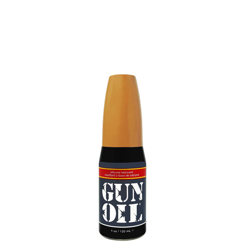 Gun Oil Silicone lubricant bottle with a sleek design, showcasing its high-quality silicone-based formula.