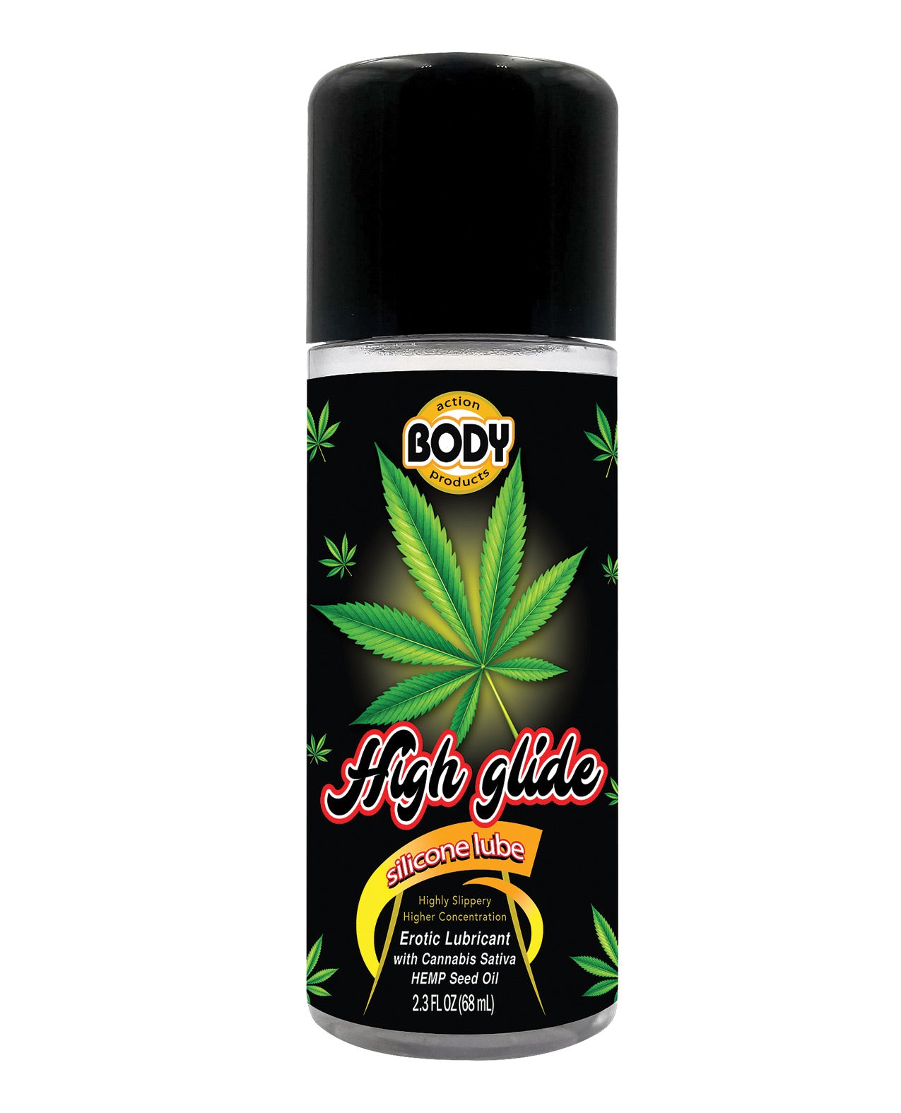 High Glide Erotic Lubricant bottle with a sleek design, showcasing its cannabis sativa hemp oil ingredients for a silky smooth experience.