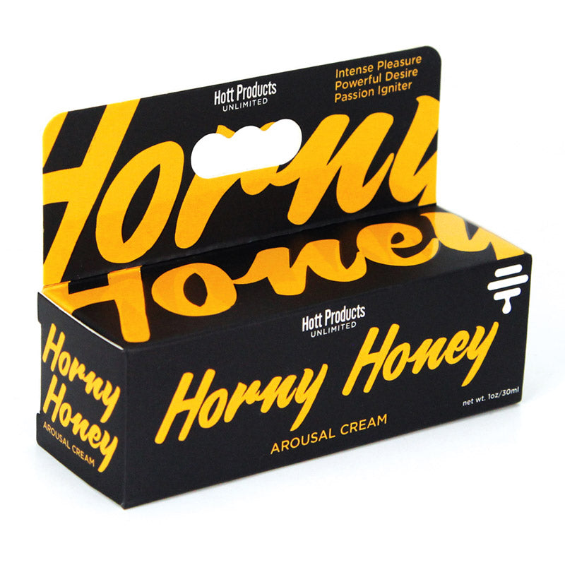 Horny Honey Stimulating Arousal Cream 30 ml in a sleek tube, designed for enhancing sexual drive and pleasure for couples.