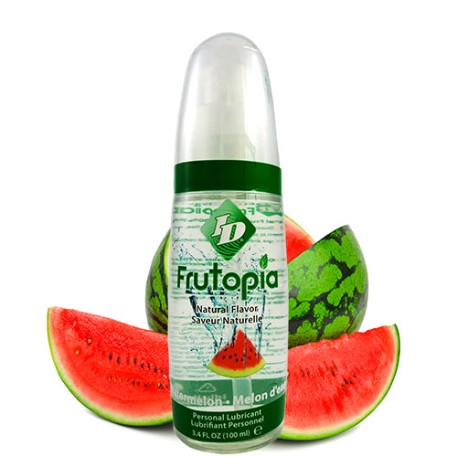 ID Frutopia Watermelon 100ml water-based lubricant bottle with a vibrant watermelon design.